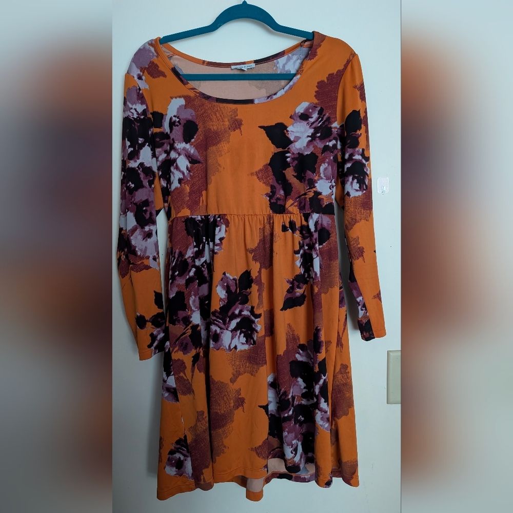 Orange And Purple Floral Skater Dress